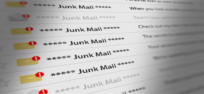 Junk Mail in an Inbox Showing Tips to Reduce Spam Emails